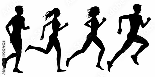 Silhouettes of three people running showcasing athleticism and movement