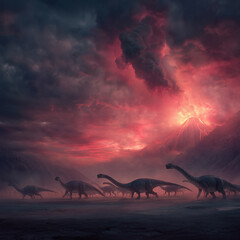 Volcano and Dinosaurs