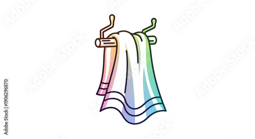Colorful Bath Towel Hanging on a Modern Rack Illustration for Bathroom Decor
