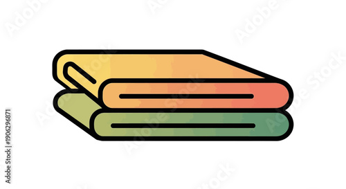 Colorful stack of neatly folded textiles icon illustration for laundry or home decor design elements