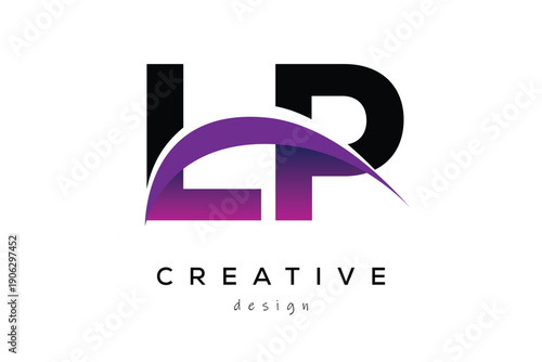LP Creative Abstract logo design featuring intertwined letters in gradient purple