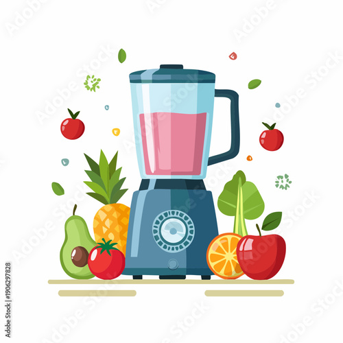Blender with Fruits and Vegetables for Healthy Smoothie.