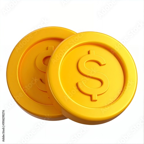 Wallpaper Mural Two shiny golden dollar coins isolated on a clean white background, symbolizing wealth and financial success. Torontodigital.ca