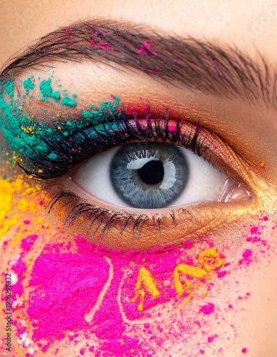Wallpaper Mural Vibrant Eye with Colorful Powder Makeup. Torontodigital.ca