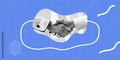 A monochrome image depicting a handshake symbolizing agreement and partnership