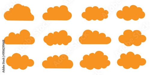 Cloud icon set - vector. cloud symbol in line and glyph style. Vector illustration