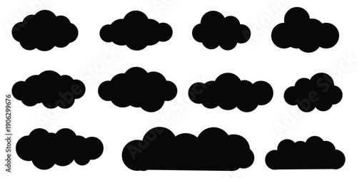 Cloud icon set - vector. cloud symbol in line and glyph style. Vector illustration