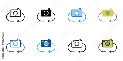 Pan icons set multiple style collection. Editable stroke 
