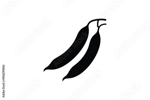 Black silhouette of pea pods icon isolated on white background symbol of organic vegetable and healthy eating
