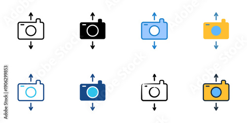 Tilt icons set multiple style collection. Editable stroke 
