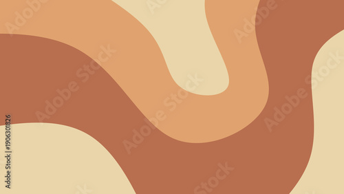 Abstract boho background with organic fluid shapes in earth tones in terracotta, brown and cream. Minimalist wavy background.