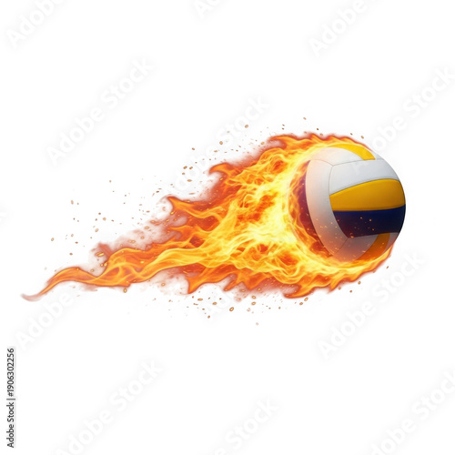 Wallpaper Mural Volleyball engulfed in flames, isolated on transparent background Torontodigital.ca