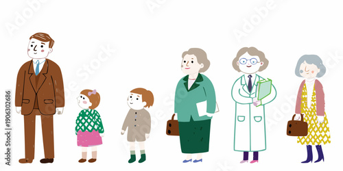 A family portrait depicting multiple generations from child to elderly