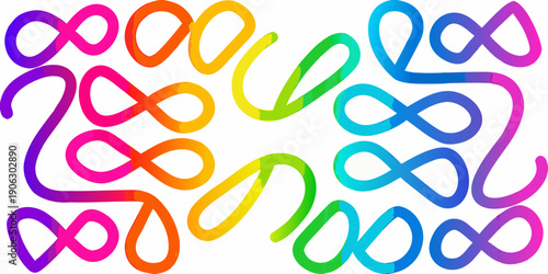 Colorful infinity symbols arranged in a vibrant and abstract pattern