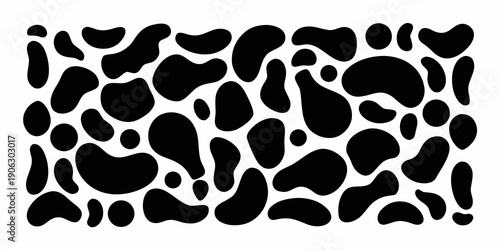 Abstract black and white pattern resembling animal spots or organic shapes