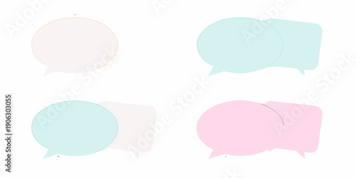 A collection of pastel colored speech bubbles on a white background
