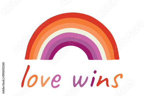 Colorful rainbow shape Lesbian pride flag Happy pride day LGBTQIA community Pride Month Vector hand drawn doodle for posters, stickers, logo, cards