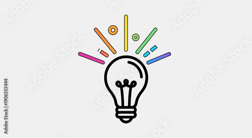 Vibrant colorful light bulb representing bright ideas, innovation, and creative inspiration concept