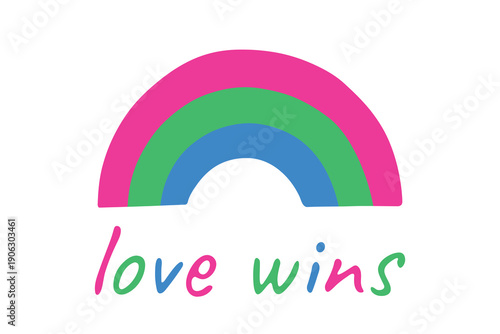 Colorful rainbow shape Polysexual pride flag Happy pride day LGBTQIA community Pride Month Vector hand drawn doodle for posters, stickers, logo, cards