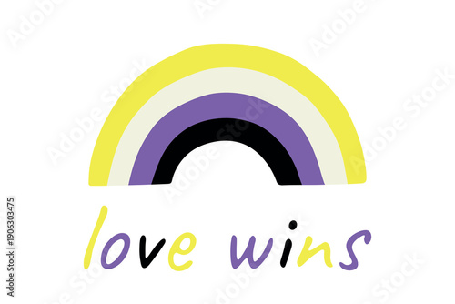 Colorful rainbow shape Non-binary pride flag Happy pride day LGBTQIA community Pride Month Vector hand drawn doodle for posters, stickers, logo, cards