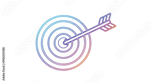 Gradient outline illustration of an arrow hitting the bullseye on a target symbol of success and