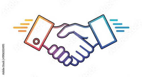 Vibrant gradient handshake icon symbolizing swift business partnership and successful agreement