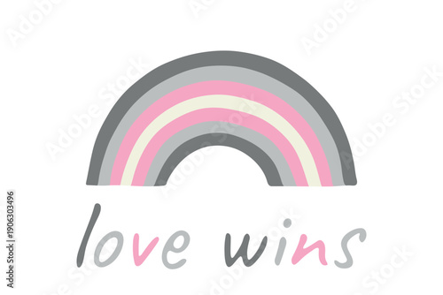 Colorful rainbow shape Demigirl pride flag Happy pride day LGBTQIA community Pride Month Vector hand drawn doodle for posters, stickers, logo, cards