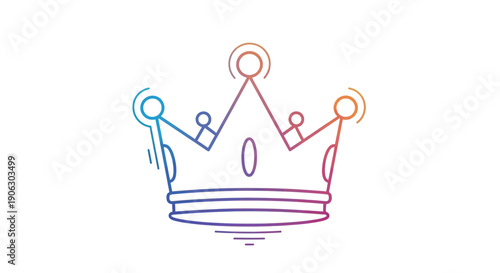 Vibrant Line Art Crown Illustration with Modern Gradient Colors Representing Royalty and Success