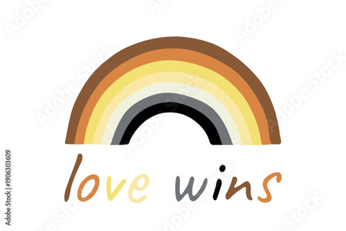 Colorful rainbow shape Bear brotherhood pride flag Happy pride day LGBTQIA community Pride Month Vector hand drawn doodle for posters, stickers, logo, cards