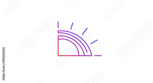 Gradient colored chromecast cast signal icon on a white background representing wireless streaming