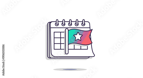 Calendar with star flag icon representing important events and schedule reminders in modern design