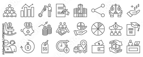 Esop - Employee Stock Ownership Plan concept with vector icons. company, share, equity, benefit, retirement, savings, investment, trust, contribution, allocation, dividend, grant, service, repurchase,