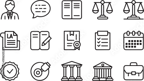 Lawyer Advice and Law Firm Symbols Monochrome