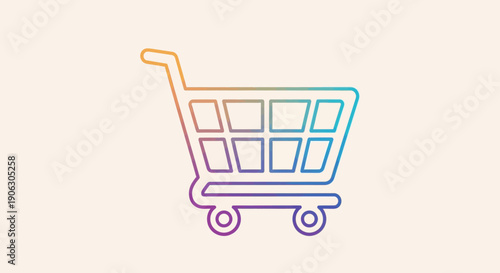 Vibrant gradient shopping cart icon representing modern online retail and digital consumerism