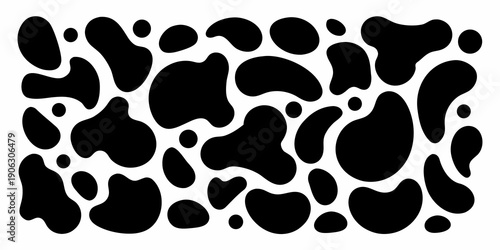 Abstract pattern of irregular black shapes on a white background