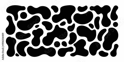 Abstract black and white pattern resembling animal spots or organic shapes