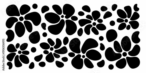 Abstract black and white pattern of organic amoeba like shapes