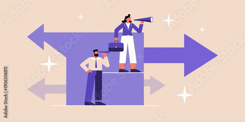 Business professionals navigate choices with vision and strategy