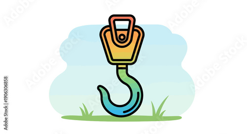 Vibrant gradient crane hook icon symbolizing industrial lifting and construction operations