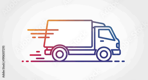 Dynamic gradient outline of a fast delivery truck icon symbolizing efficient logistics and rapid
