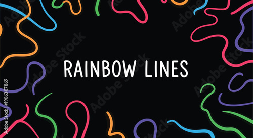 Vibrant rainbow lines on black background
