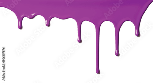 Vibrant purple liquid dripping effect on white background