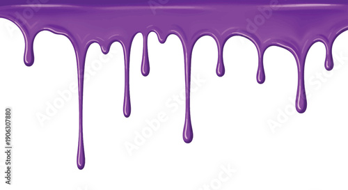 Vibrant purple liquid dripping effect on white background