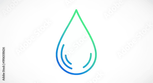 Minimalist Water Droplet Icon with Blue Green Gradient Representing Purity and Freshness on White