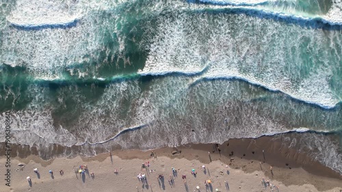 Zenithal Swell at the Beach Coastline Shore Drone 4K