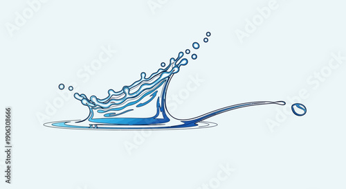 Dynamic vector illustration of a refreshing blue water splash with vibrant droplets abstract