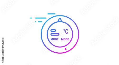 Modern gradient line art icon of a thermostat showing temperature and mode settings