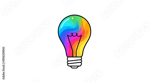 Vibrant Rainbow Light Bulb Symbolizing Creative Ideas, Innovation, and Diverse Thinking