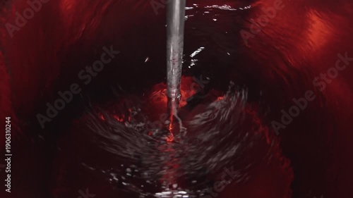 Red liquid in tank laboratory 4k