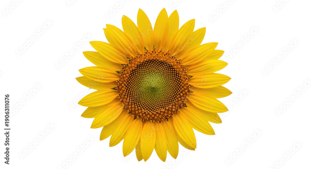 Fototapeta premium Vibrant yellow sunflower on isolated transparent background